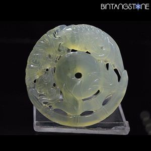 Pendant Liontin Giok Air China Xiu Jade Natural Hollow Double Sided Hand Carved Pendant Lucky Fish Bat 900
